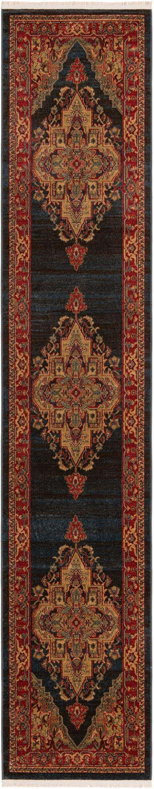 Navy Blue 2' 7 x 13' 1 Sahand Runner Area Rug Affordable Easy Clean Traditional Design Durable Carpet for Home Interior Design Living Room Dining Office for Sale at Rug Engine
