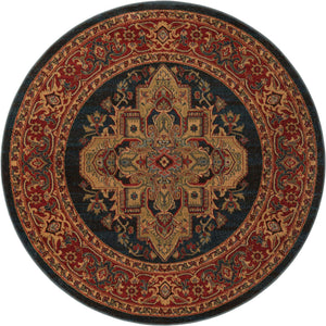 Navy Blue 5' 1 x 5' 1 Sahand Round Area Rug Affordable Easy Clean Traditional Design Durable Carpet for Home Interior Design Living Room Dining Office for Sale at Rug Engine