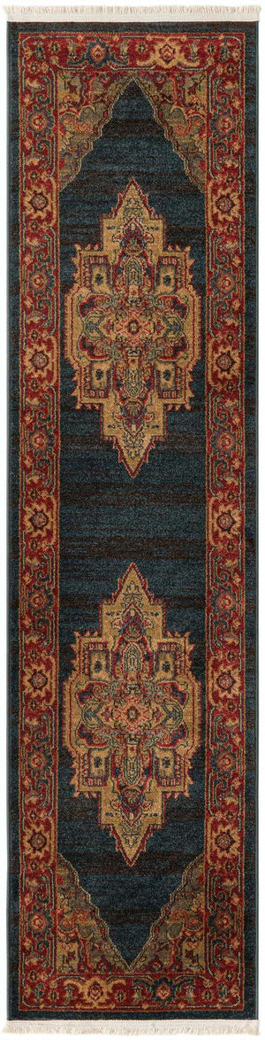 Navy Blue 2' x 8' Sahand Runner Area Rug Affordable Easy Clean Traditional Design Durable Carpet for Home Interior Design Living Room Dining Office for Sale at Rug Engine