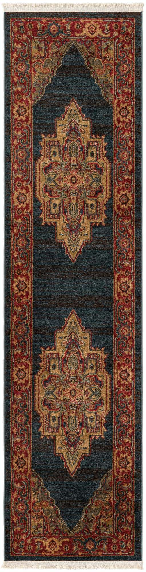 Navy Blue 2' x 8' Sahand Runner Area Rug Affordable Easy Clean Traditional Design Durable Carpet for Home Interior Design Living Room Dining Office for Sale at Rug Engine