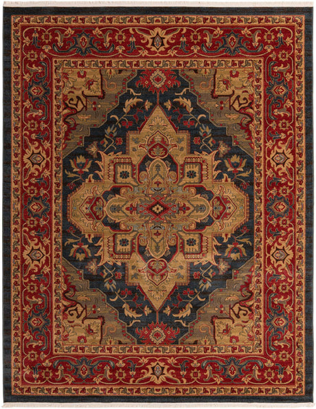 Navy Blue 8' x 10' Sahand Rectangle Area Rug Affordable Easy Clean Traditional Design Durable Carpet for Home Interior Design Living Room Dining Office for Sale at Rug Engine