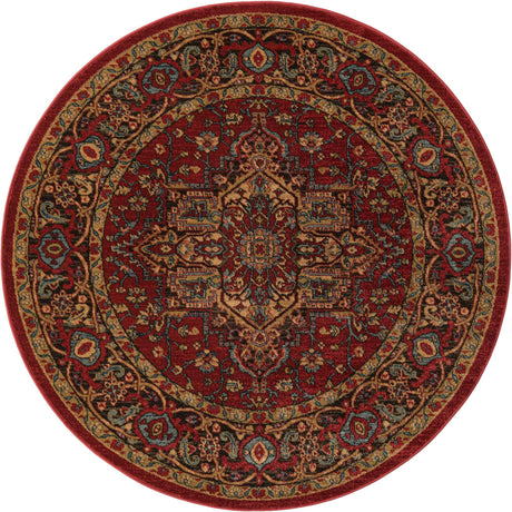 Red 5' 1 x 5' 1 Sahand Round Area Rug Affordable Easy Clean Traditional Design Durable Carpet for Home Interior Design Living Room Dining Office for Sale at Rug Engine