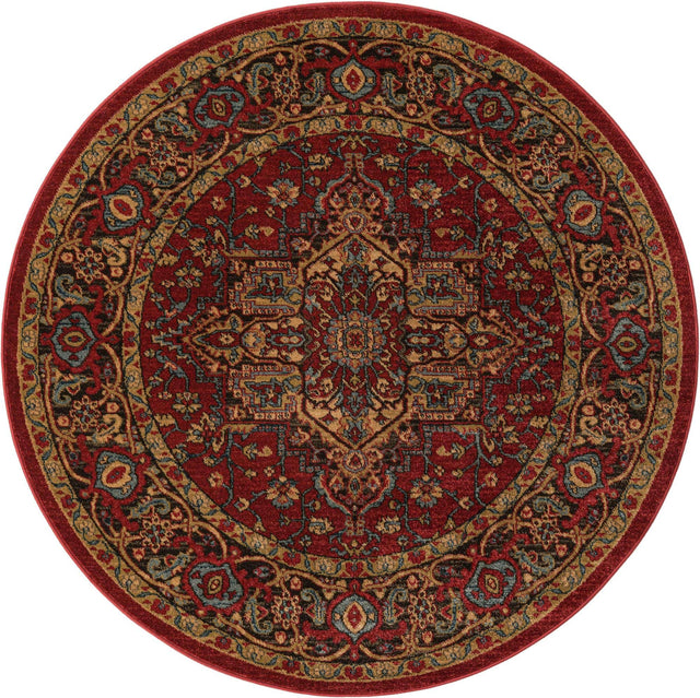 Red 5' 1 x 5' 1 Sahand Round Area Rug Affordable Easy Clean Traditional Design Durable Carpet for Home Interior Design Living Room Dining Office for Sale at Rug Engine