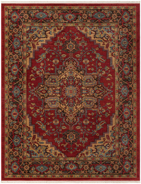 Red 8' x 10' Sahand Rectangle Area Rug Affordable Easy Clean Traditional Design Durable Carpet for Home Interior Design Living Room Dining Office for Sale at Rug Engine