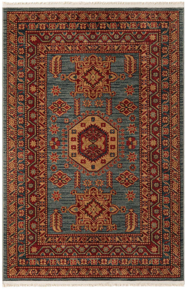 Light Blue 4' 1 x 6' 1 Sahand Rectangle Area Rug Affordable Easy Clean Traditional Design Durable Carpet for Home Interior Design Living Room Dining Office for Sale at Rug Engine