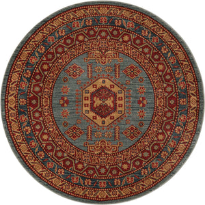 Light Blue 5' 1 x 5' 1 Sahand Round Area Rug Affordable Easy Clean Traditional Design Durable Carpet for Home Interior Design Living Room Dining Office for Sale at Rug Engine