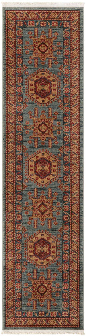 Light Blue 2' x 8' Sahand Runner Area Rug Affordable Easy Clean Traditional Design Durable Carpet for Home Interior Design Living Room Dining Office for Sale at Rug Engine