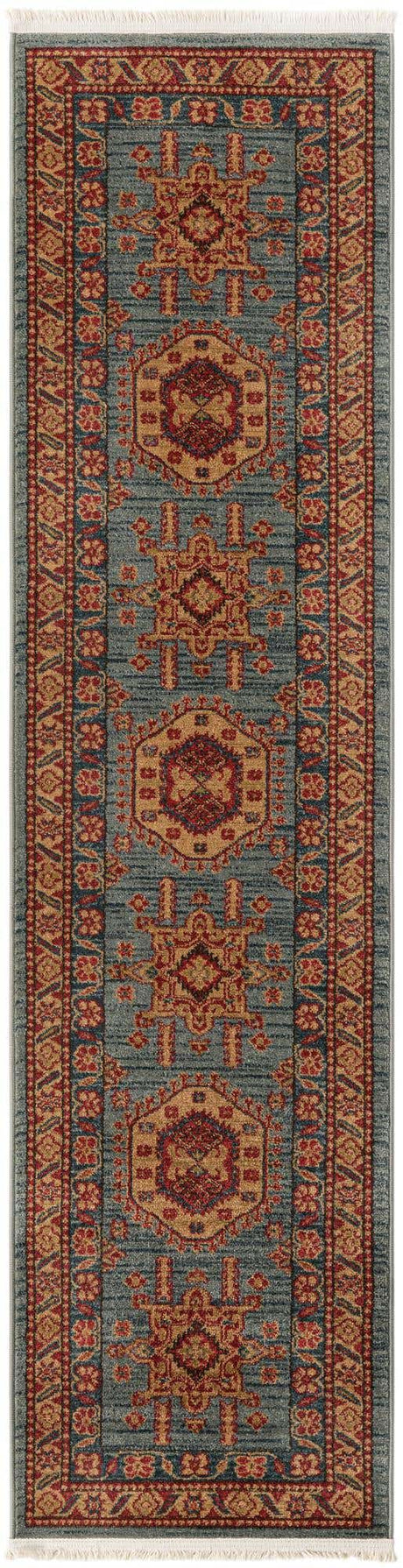 Light Blue 2' x 8' Sahand Runner Area Rug Affordable Easy Clean Traditional Design Durable Carpet for Home Interior Design Living Room Dining Office for Sale at Rug Engine