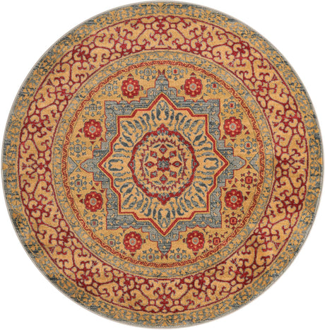 Light Blue 5' 1 x 5' 1 Palace Round Area Rug