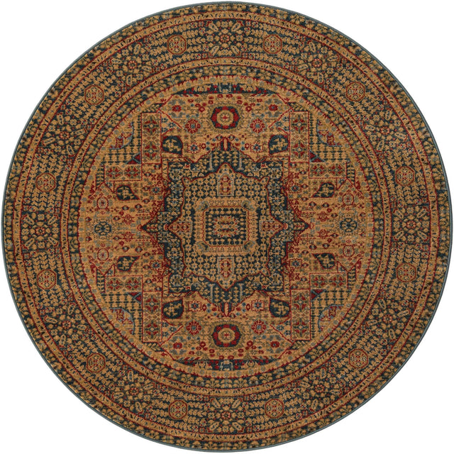 Blue 5' 1 x 5' 1 Palace Round Area Rug