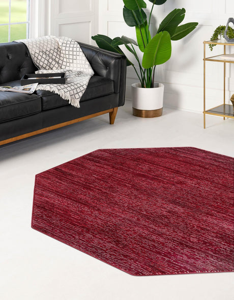 Red 7' 10 x 7' 10 Finsbury Octagon Area Rug 60% Polypropylene & 40% Polyester Contemporary Carpet for Living Rooms, Dining, Offices for Sale at Rug Engine
