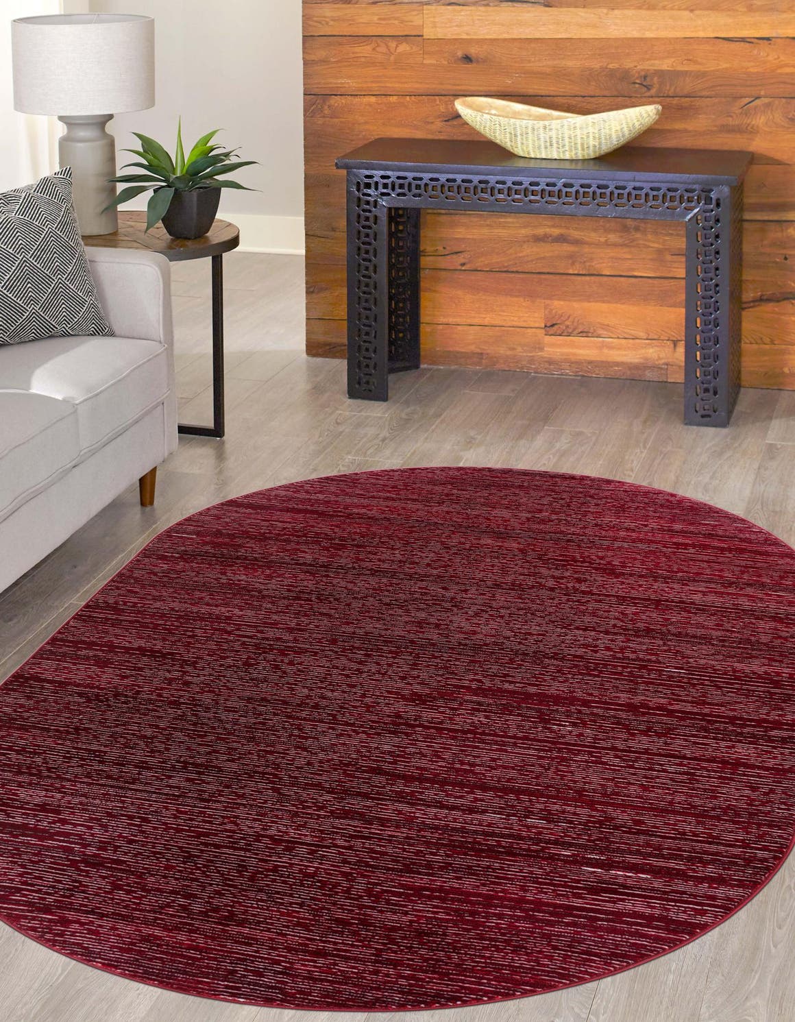 Red 7' 10 x 10' Finsbury Oval Area Rug 60% Polypropylene & 40% Polyester Contemporary Carpet for Living Rooms, Dining, Offices for Sale at Rug Engine