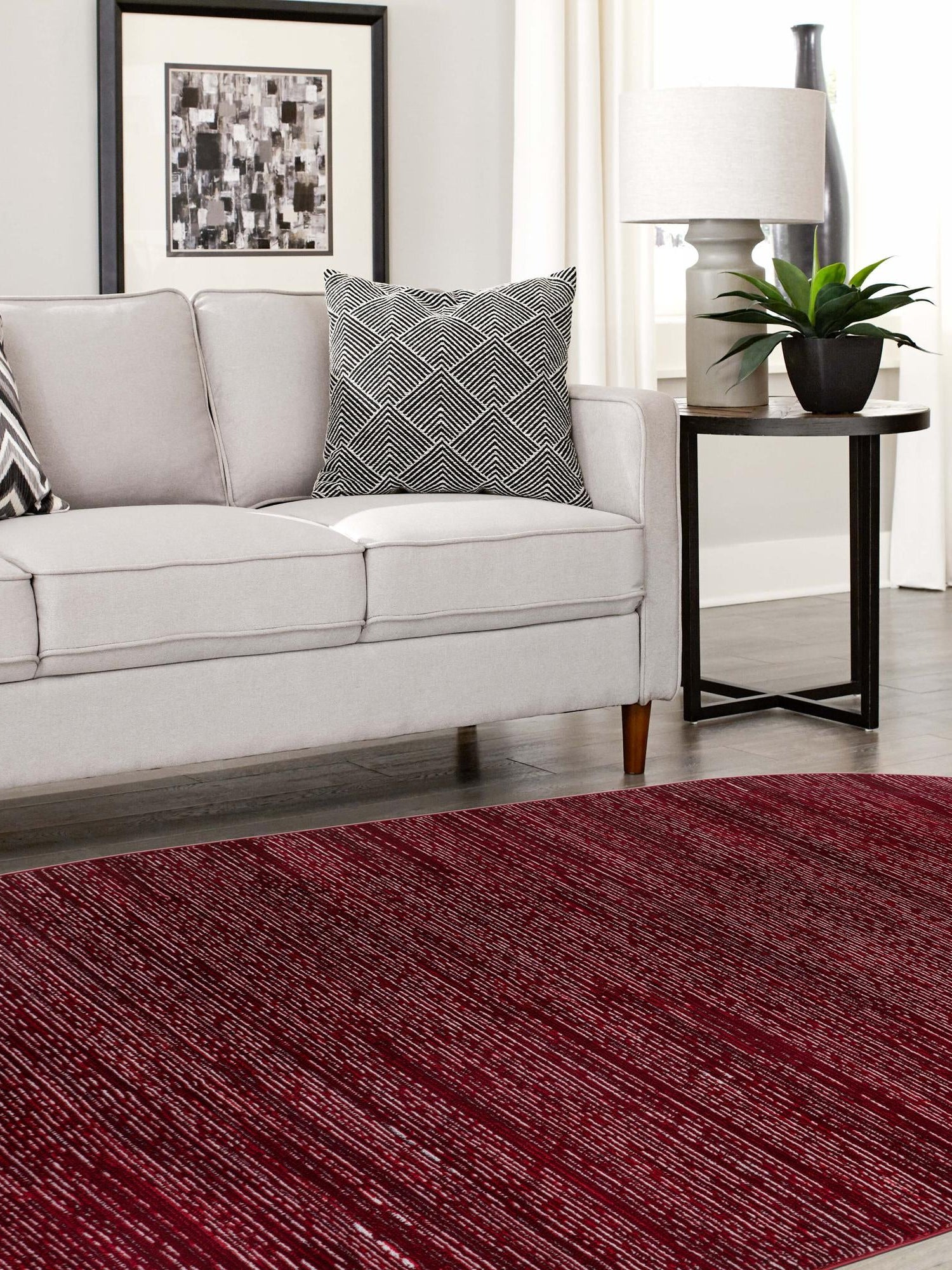 Red 7' 10 x 10' Finsbury Oval Area Rug 60% Polypropylene & 40% Polyester Contemporary Carpet for Living Rooms, Dining, Offices for Sale at Rug Engine