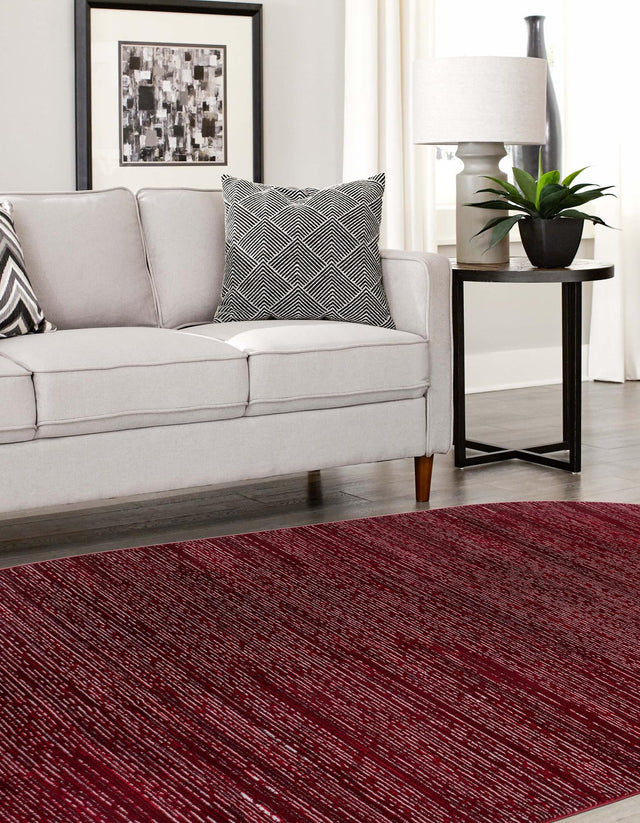 Red 7' 10 x 10' Finsbury Oval Area Rug 60% Polypropylene & 40% Polyester Contemporary Carpet for Living Rooms, Dining, Offices for Sale at Rug Engine