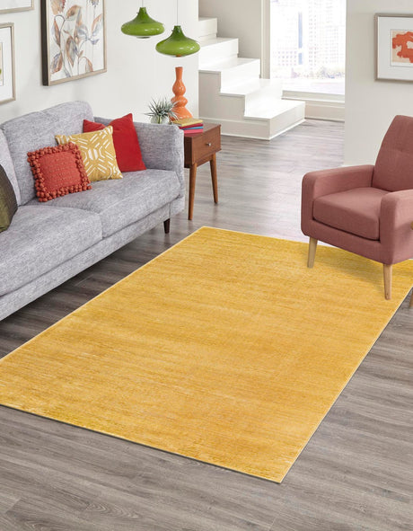 Yellow 4' 1 x 6' 1 Finsbury Rectangle Area Rug 60% Polypropylene & 40% Polyester Contemporary Carpet for Living Rooms, Dining, Offices for Sale at Rug Engine