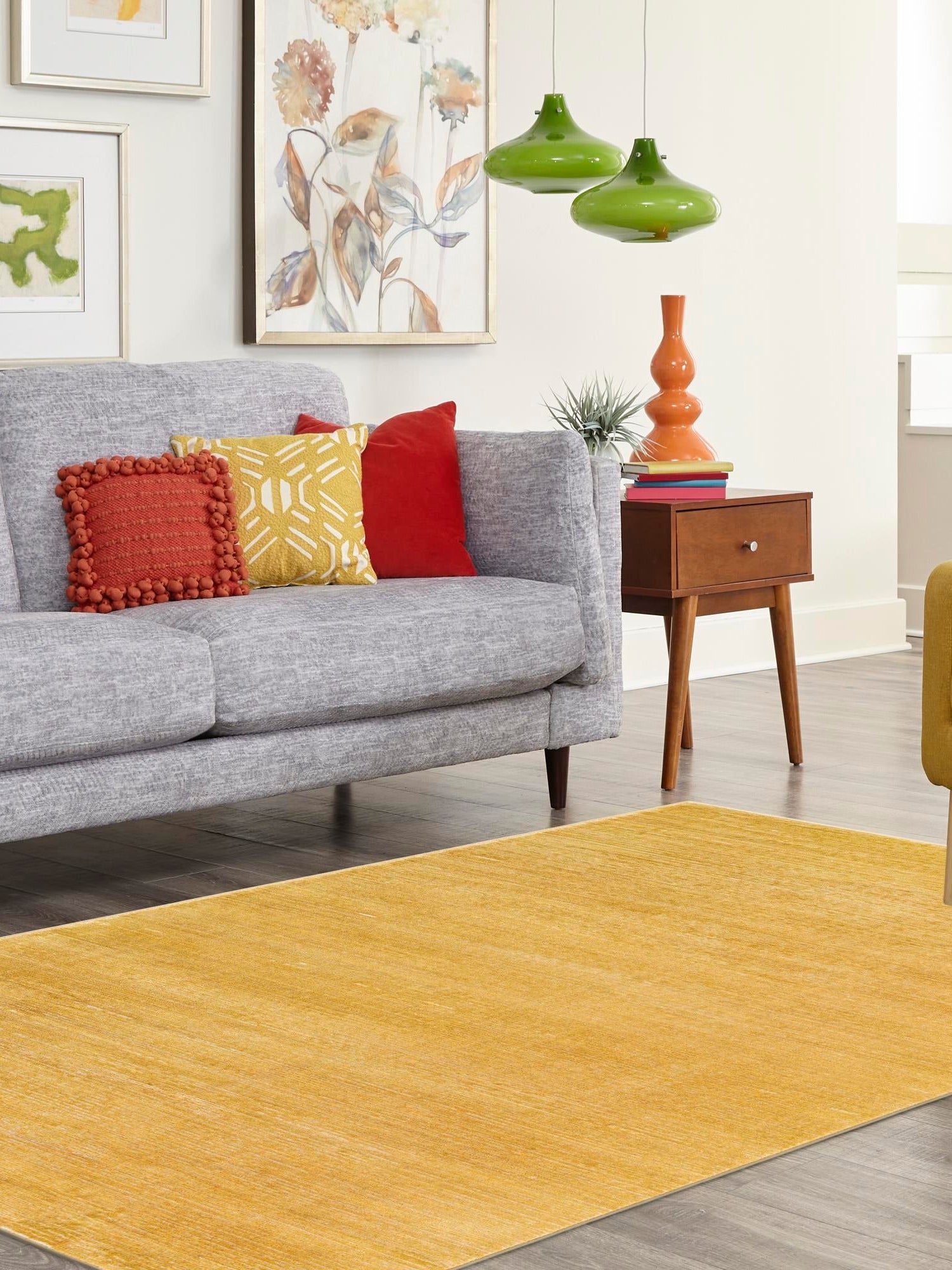 Yellow 5' 3 x 8' Finsbury Rectangle Area Rug 60% Polypropylene & 40% Polyester Contemporary Carpet for Living Rooms, Dining, Offices for Sale at Rug Engine