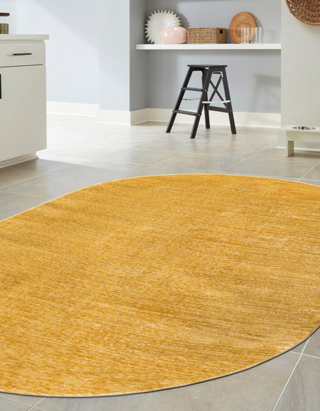 Yellow 5' 3 x 8' Finsbury Oval Area Rug 60% Polypropylene & 40% Polyester Contemporary Carpet for Living Rooms, Dining, Offices for Sale at Rug Engine