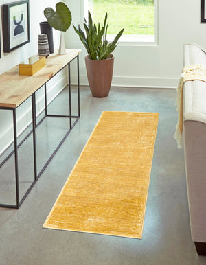 Yellow 2' x 6' 1 Finsbury Runner Area Rug 60% Polypropylene & 40% Polyester Contemporary Carpet for Living Rooms, Dining, Offices for Sale at Rug Engine