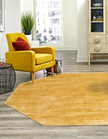 Yellow 5' 3 x 5' 3 Finsbury Octagon Area Rug 60% Polypropylene & 40% Polyester Contemporary Carpet for Living Rooms, Dining, Offices for Sale at Rug Engine