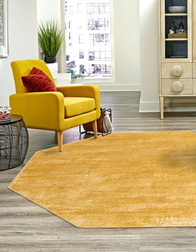 Yellow 7' 10 x 7' 10 Finsbury Octagon Area Rug 60% Polypropylene & 40% Polyester Contemporary Carpet for Living Rooms, Dining, Offices for Sale at Rug Engine