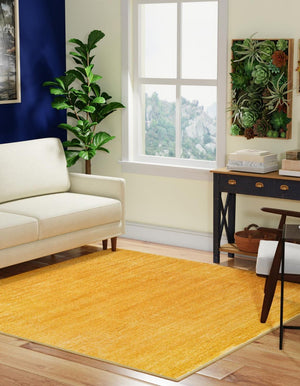 Yellow 7' 10 x 7' 10 Finsbury Square Area Rug 60% Polypropylene & 40% Polyester Contemporary Carpet for Living Rooms, Dining, Offices for Sale at Rug Engine