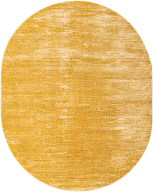 Yellow 7' 10 x 10' Finsbury Oval Area Rug 60% Polypropylene & 40% Polyester Contemporary Carpet for Living Rooms, Dining, Offices for Sale at Rug Engine
