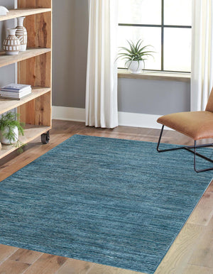 Blue 6' 1 x 9' Finsbury Rectangle Area Rug 60% Polypropylene & 40% Polyester Contemporary Carpet for Living Rooms, Dining, Offices for Sale at Rug Engine