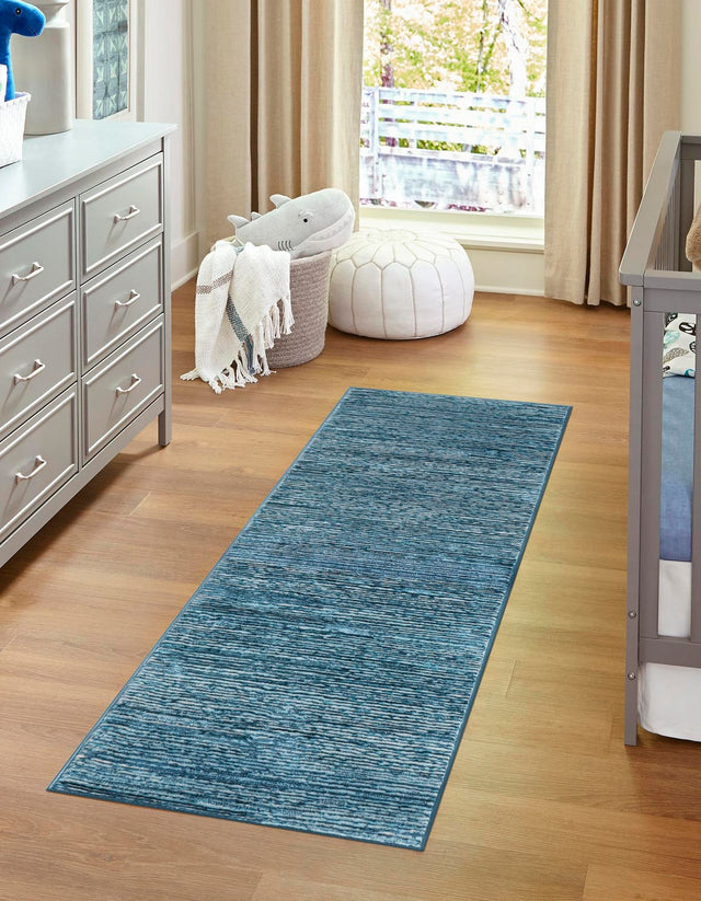 Blue 2' x 6' 1 Finsbury Runner Area Rug 60% Polypropylene & 40% Polyester Contemporary Carpet for Living Rooms, Dining, Offices for Sale at Rug Engine