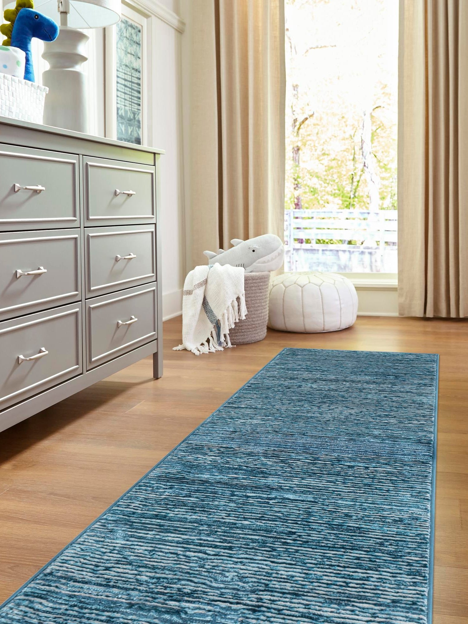 Blue 2' x 6' 1 Finsbury Runner Area Rug 60% Polypropylene & 40% Polyester Contemporary Carpet for Living Rooms, Dining, Offices for Sale at Rug Engine