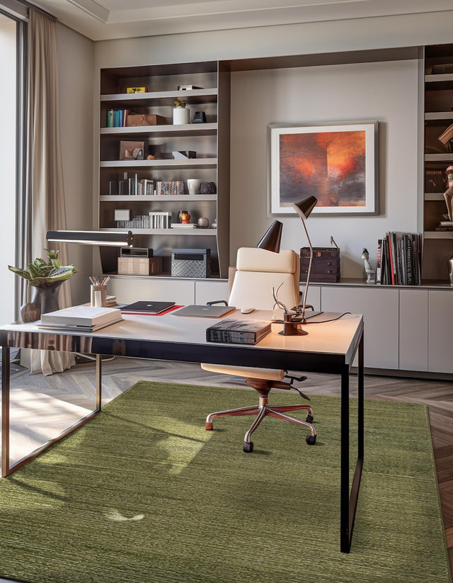 Green 5' 3 x 8' Finsbury Rectangle Area Rug 60% Polypropylene & 40% Polyester Contemporary Carpet for Living Rooms, Dining, Offices for Sale at Rug Engine