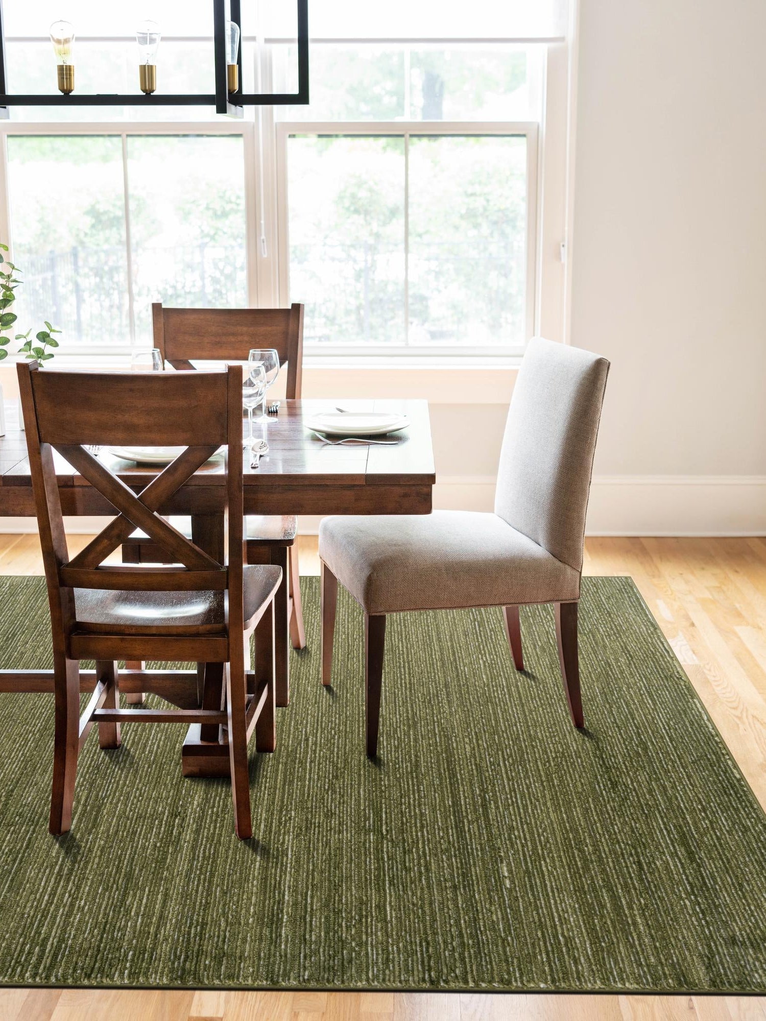 Green 7' 10 x 10' Finsbury Rectangle Area Rug 60% Polypropylene & 40% Polyester Contemporary Carpet for Living Rooms, Dining, Offices for Sale at Rug Engine