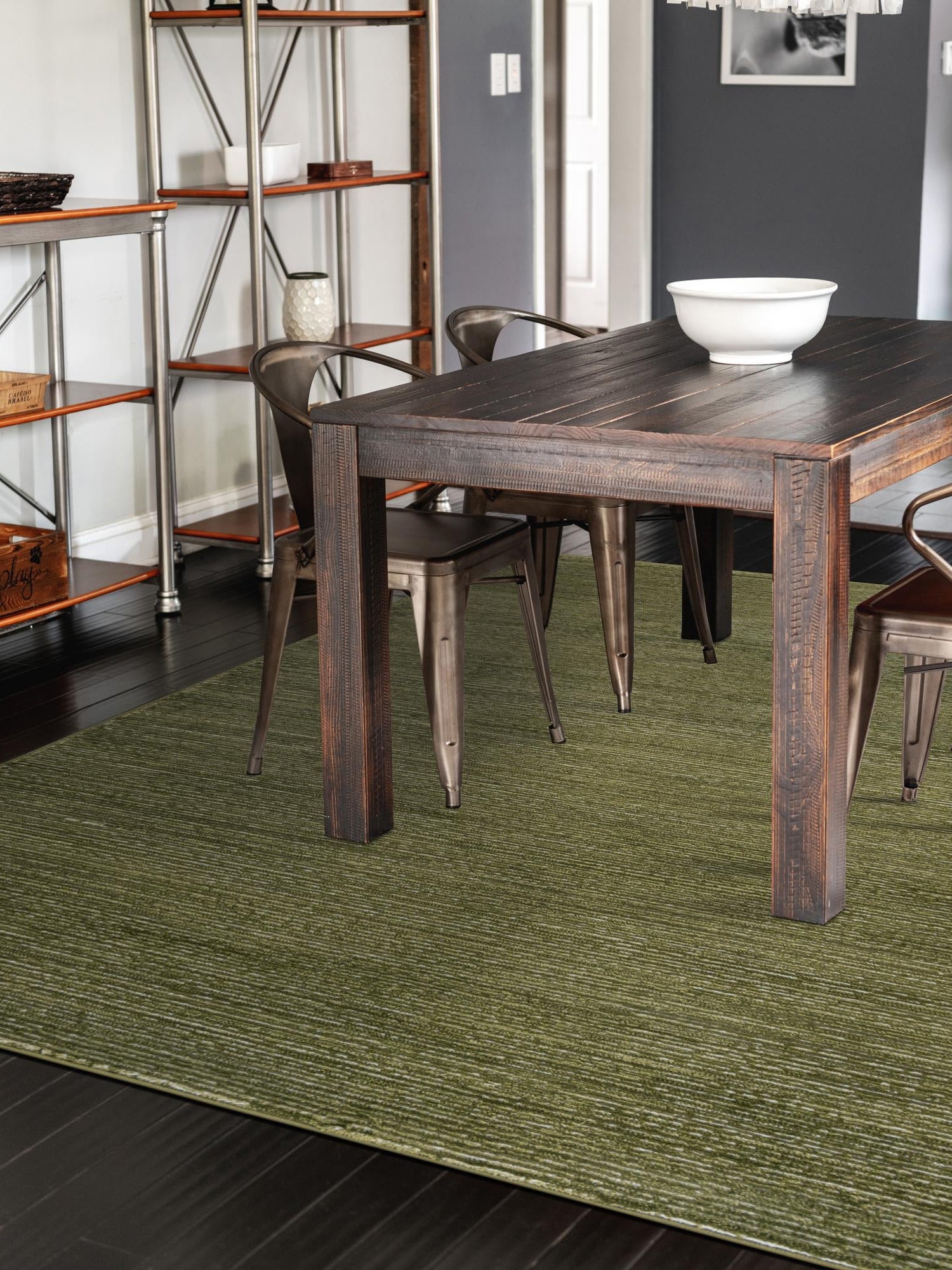 Green 5' 3 x 8' Finsbury Rectangle Area Rug 60% Polypropylene & 40% Polyester Contemporary Carpet for Living Rooms, Dining, Offices for Sale at Rug Engine