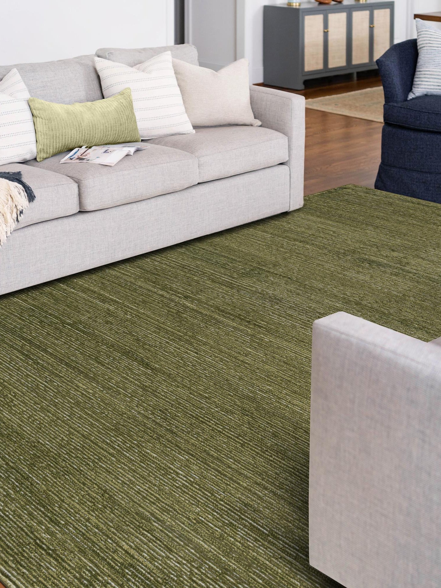 Green 7' 10 x 10' Finsbury Rectangle Area Rug 60% Polypropylene & 40% Polyester Contemporary Carpet for Living Rooms, Dining, Offices for Sale at Rug Engine