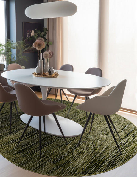 Green 3' 3 x 5' 3 Finsbury Oval Area Rug 60% Polypropylene & 40% Polyester Contemporary Carpet for Living Rooms, Dining, Offices for Sale at Rug Engine