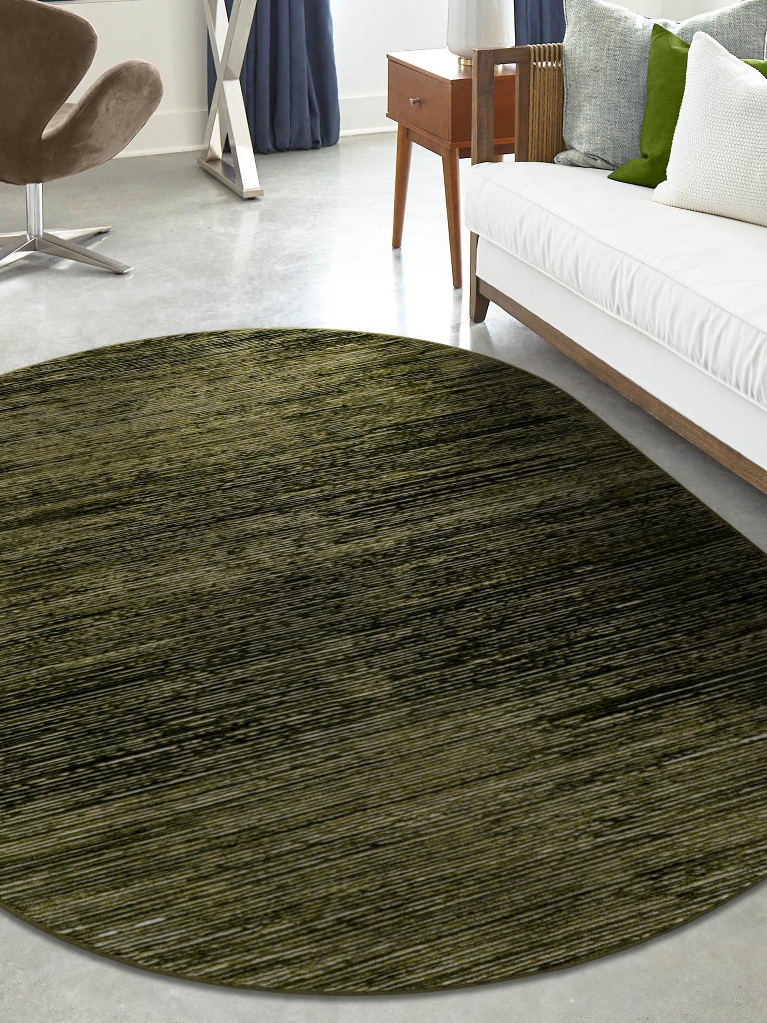Green 6' 1 x 9' Finsbury Oval Area Rug 60% Polypropylene & 40% Polyester Contemporary Carpet for Living Rooms, Dining, Offices for Sale at Rug Engine