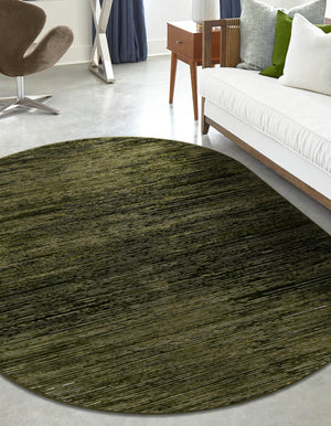 Green 4' 1 x 6' 1 Finsbury Oval Area Rug 60% Polypropylene & 40% Polyester Contemporary Carpet for Living Rooms, Dining, Offices for Sale at Rug Engine