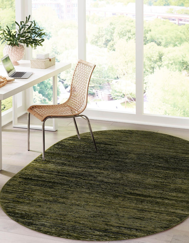 Green 6' 1 x 9' Finsbury Oval Area Rug 60% Polypropylene & 40% Polyester Contemporary Carpet for Living Rooms, Dining, Offices for Sale at Rug Engine
