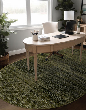 Green 6' 1 x 9' Finsbury Oval Area Rug 60% Polypropylene & 40% Polyester Contemporary Carpet for Living Rooms, Dining, Offices for Sale at Rug Engine