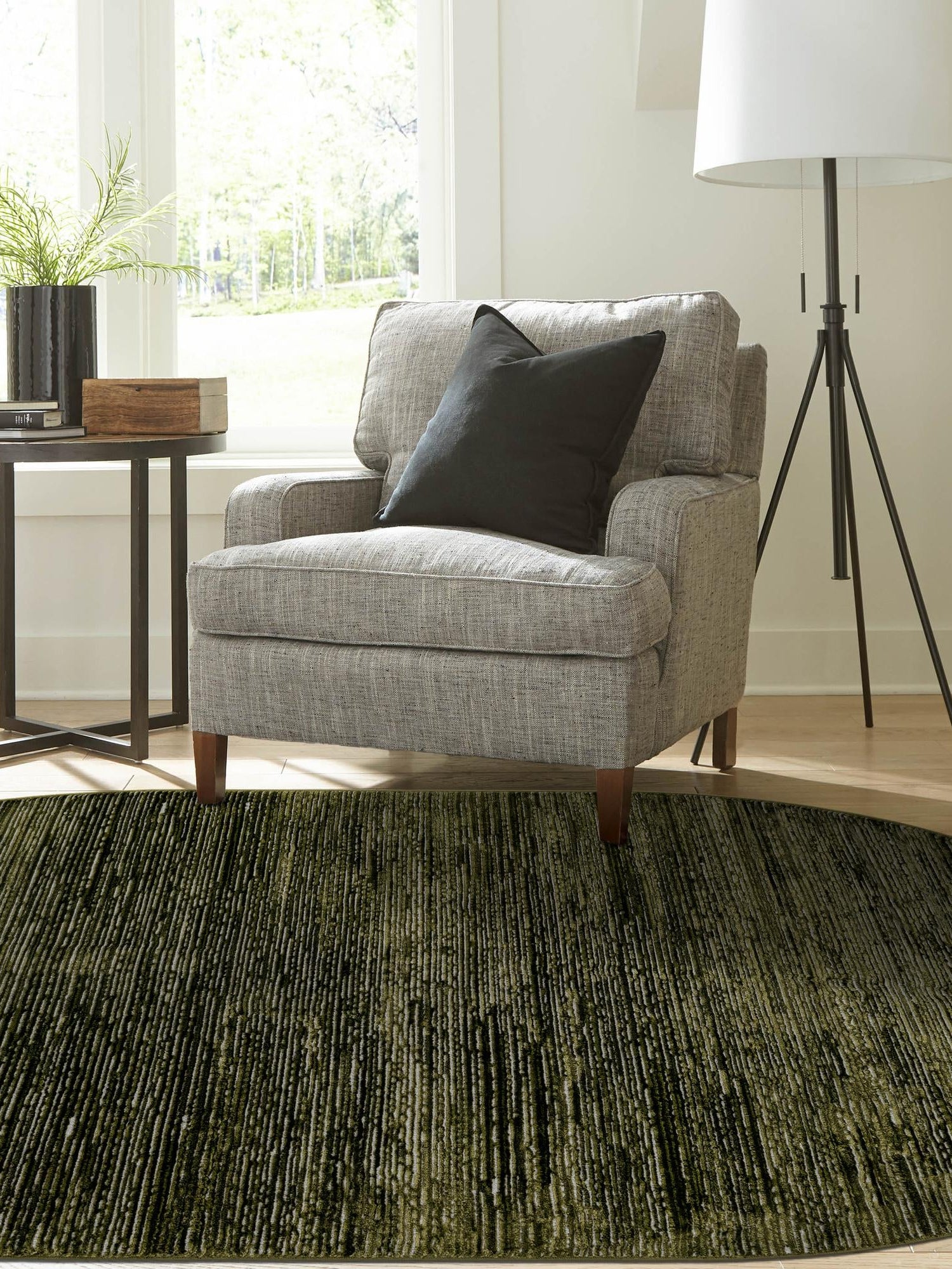 Green 4' 1 x 6' 1 Finsbury Oval Area Rug 60% Polypropylene & 40% Polyester Contemporary Carpet for Living Rooms, Dining, Offices for Sale at Rug Engine