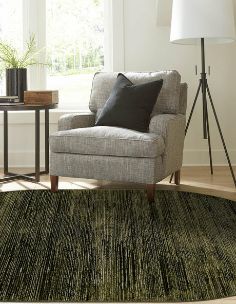 Green 4' 1 x 6' 1 Finsbury Oval Area Rug 60% Polypropylene & 40% Polyester Contemporary Carpet for Living Rooms, Dining, Offices for Sale at Rug Engine