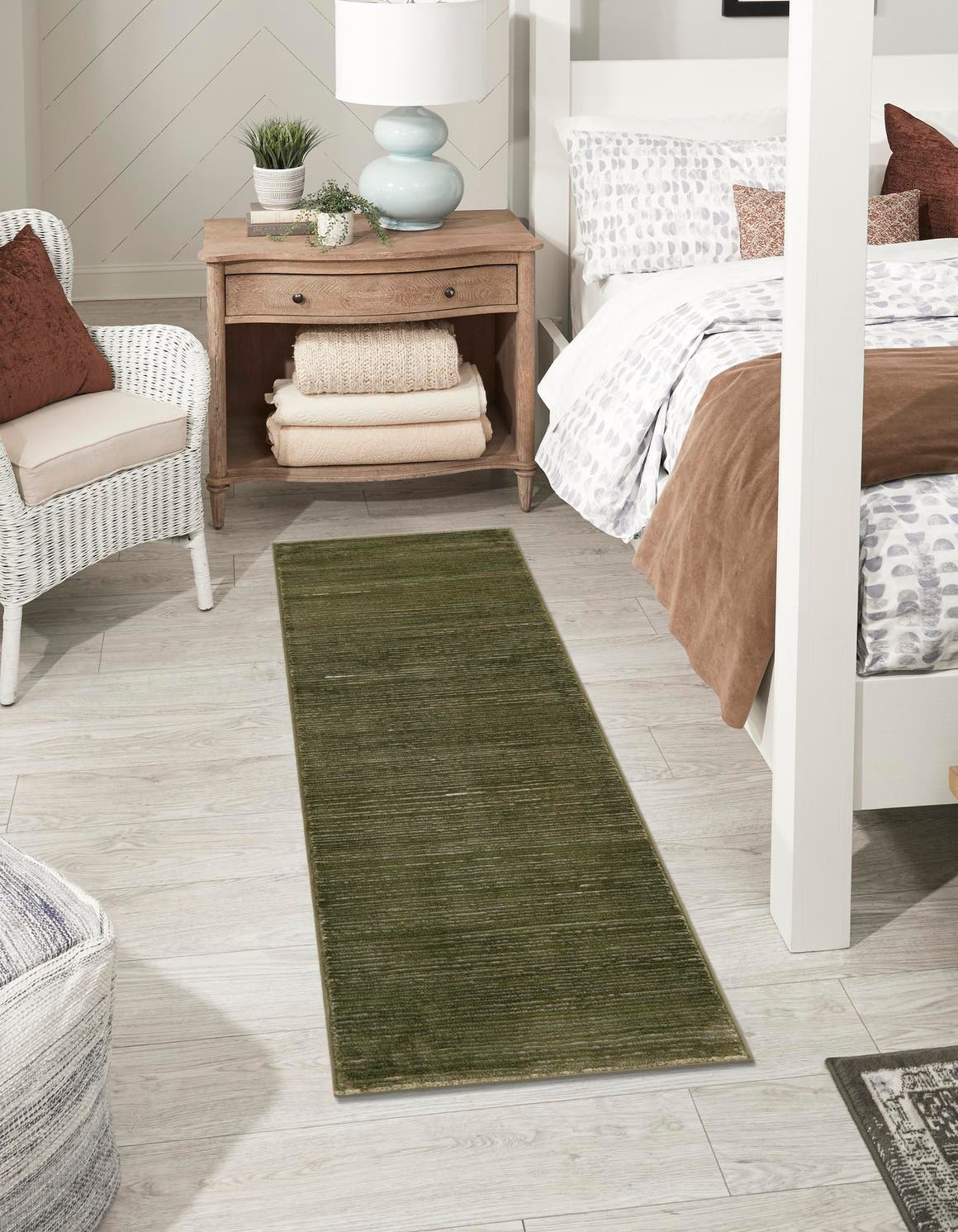 Green 2' x 6' 1 Finsbury Runner Area Rug 60% Polypropylene & 40% Polyester Contemporary Carpet for Living Rooms, Dining, Offices for Sale at Rug Engine