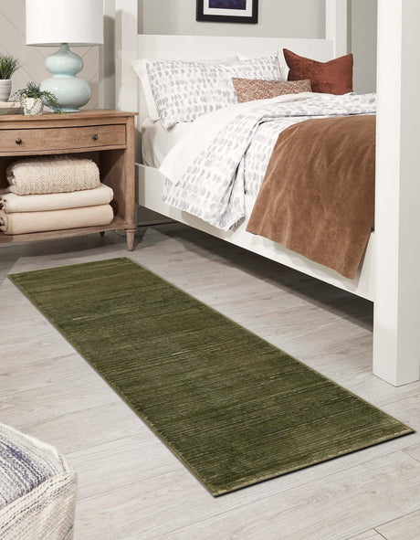 Green 2' x 8' Finsbury Runner Area Rug 60% Polypropylene & 40% Polyester Contemporary Carpet for Living Rooms, Dining, Offices for Sale at Rug Engine