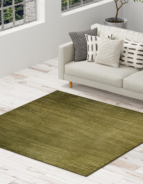 Green 5' 3 x 5' 3 Finsbury Square Area Rug 60% Polypropylene & 40% Polyester Contemporary Carpet for Living Rooms, Dining, Offices for Sale at Rug Engine