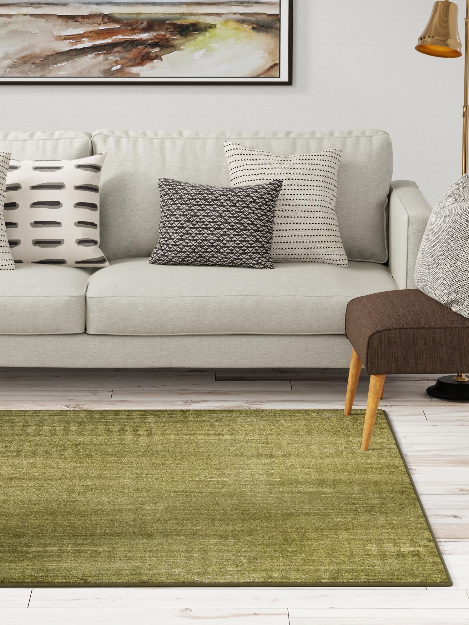 Green 5' 3 x 5' 3 Finsbury Square Area Rug 60% Polypropylene & 40% Polyester Contemporary Carpet for Living Rooms, Dining, Offices for Sale at Rug Engine