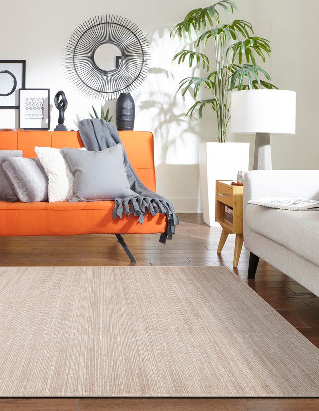 Beige 4' 1 x 6' 1 Finsbury Rectangle Area Rug 60% Polypropylene & 40% Polyester Contemporary Carpet for Living Rooms, Dining, Offices for Sale at Rug Engine