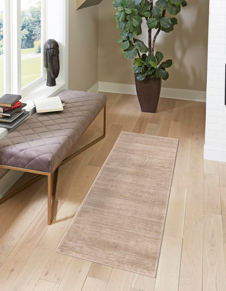 Beige 2' x 9' 10 Finsbury Runner Area Rug 60% Polypropylene & 40% Polyester Contemporary Carpet for Living Rooms, Dining, Offices for Sale at Rug Engine