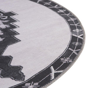 Washable Black and White 7' 6 x 7' 6 Timeless Round Area Rug Easy to Clean Stain Resistant & Durable Traditional Classic Vintage Design Carpet for Sale at Rug Engine