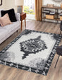 Washable Black and White 3' 6 x 5' 6 Timeless Rectangle Area Rug Easy to Clean Stain Resistant & Durable Traditional Classic Vintage Design Carpet for Sale at Rug Engine