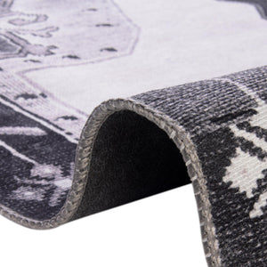 Washable Black and White 8' 4 x 12' Timeless Rectangle Area Rug Easy to Clean Stain Resistant & Durable Traditional Classic Vintage Design Carpet for Sale at Rug Engine