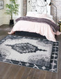 Washable Black and White 7' 6 x 7' 6 Timeless Square Area Rug Easy to Clean Stain Resistant & Durable Traditional Classic Vintage Design Carpet for Sale at Rug Engine